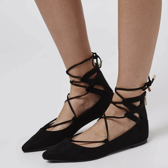 Topshop | "Flight" Ghillie Tie Pointed Toe Flats - Picture 10 of 10